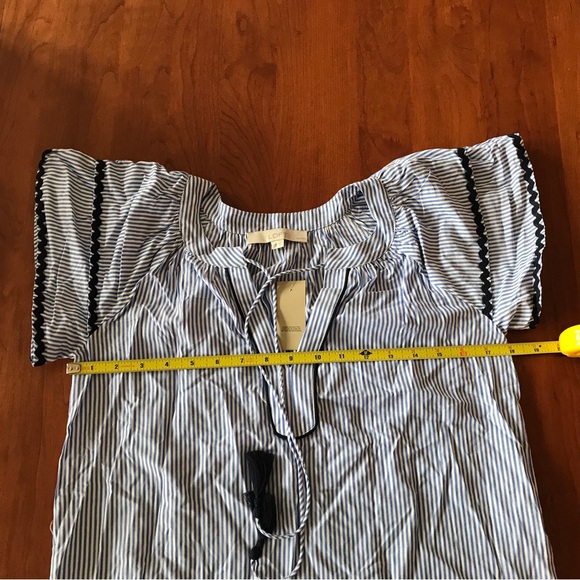 Loft | Stripe Layered Cuff Tassel Top - Picture 8 of 8
